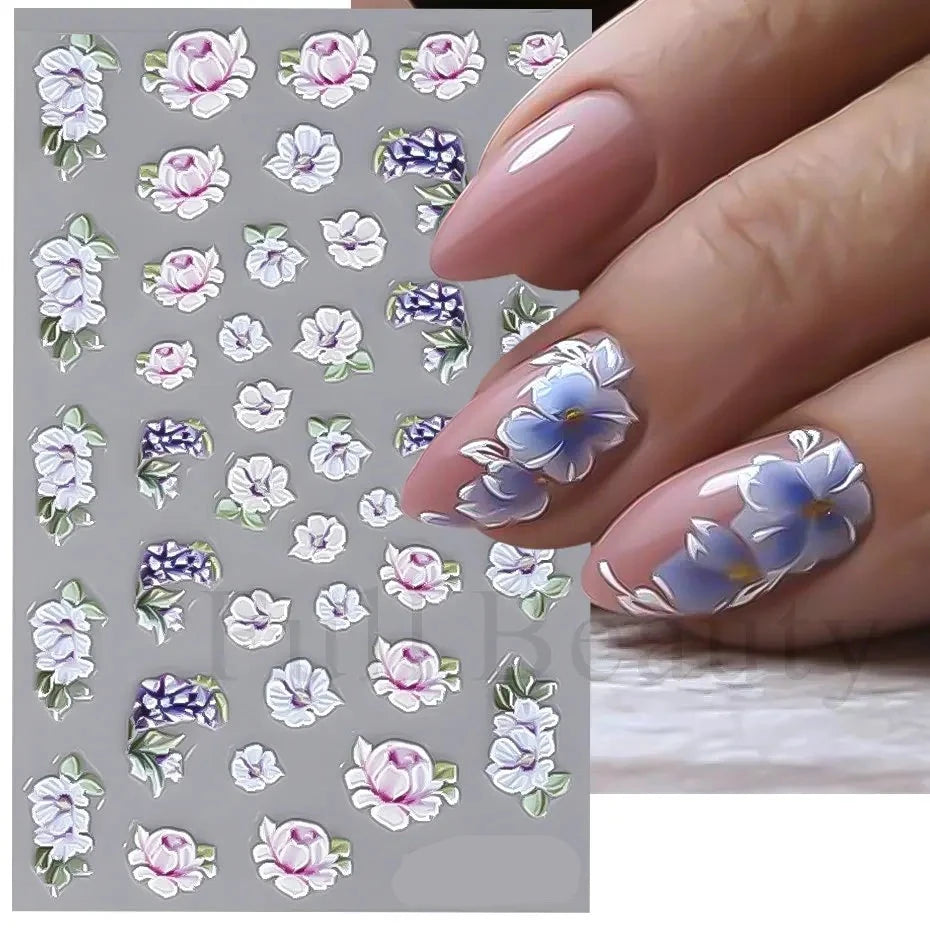 Lily Daisy Flowers Nail Stickers