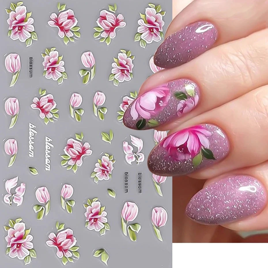 Lily Daisy Flowers Nail Stickers