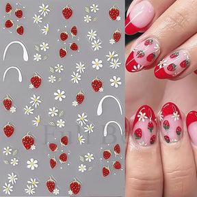 Lily Daisy Flowers Nail Stickers