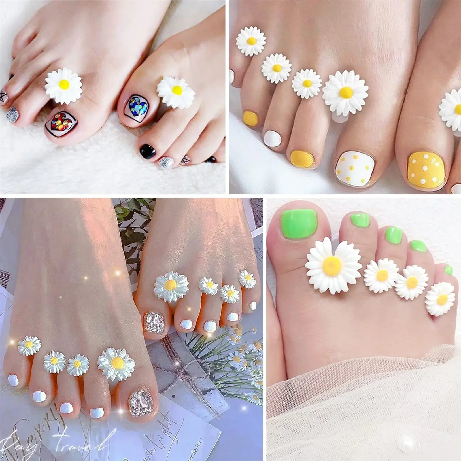 8 Pcs Silicone Daisy Flower Toe Separator