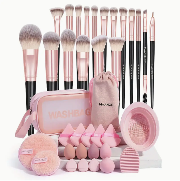 18-Piece Makeup Brush Kit with Travel Accessories