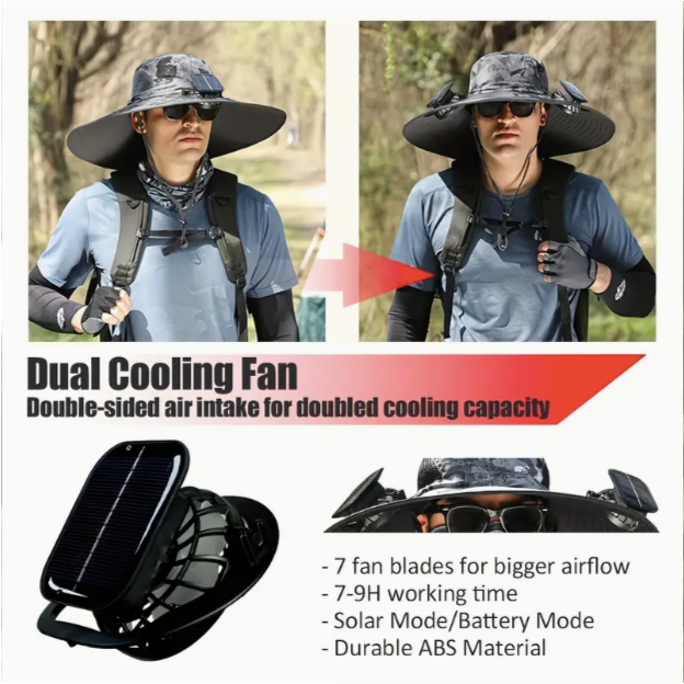 Solar Fan Outdoor Hat (Bundle of 2)